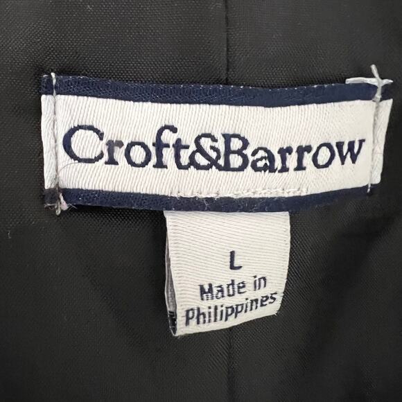 Croft & Barrow Womens Blazer Jacket Large Black Pink Nubby Open Front Tweed - Picture 4 of 6